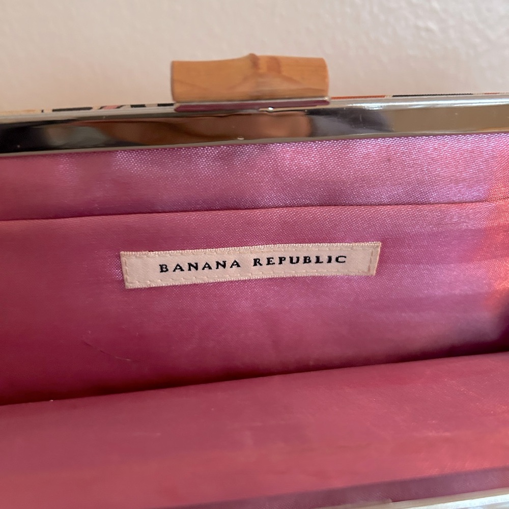 Banana Republic Pink Paisley Satin Clutch